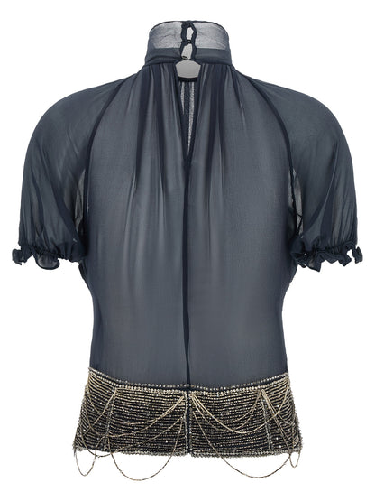 The Attico Blue Silk Tank Tops