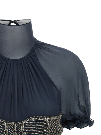 The Attico Blue Silk Tank Tops