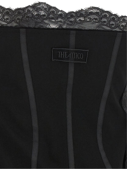 Dress by The Attico for women in ostrich leather polyamide & feathers black features an cute silhouette, detailed with a and that elegantly flows into a cute short mini.