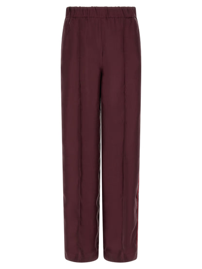 Casual Pants by F.R.S. - FOR RESTLESS SLEEPERS for women in silk bordeaux & red features an sophisticated and relaxed-fit & wide with a precise long, creating a sophisticated and sophisticated silhouette.