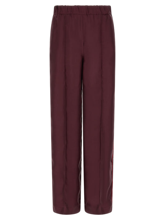 Casual Pants by F.R.S. - FOR RESTLESS SLEEPERS for women in silk bordeaux & red features an sophisticated and relaxed-fit & wide with a precise long, creating a sophisticated and sophisticated silhouette.