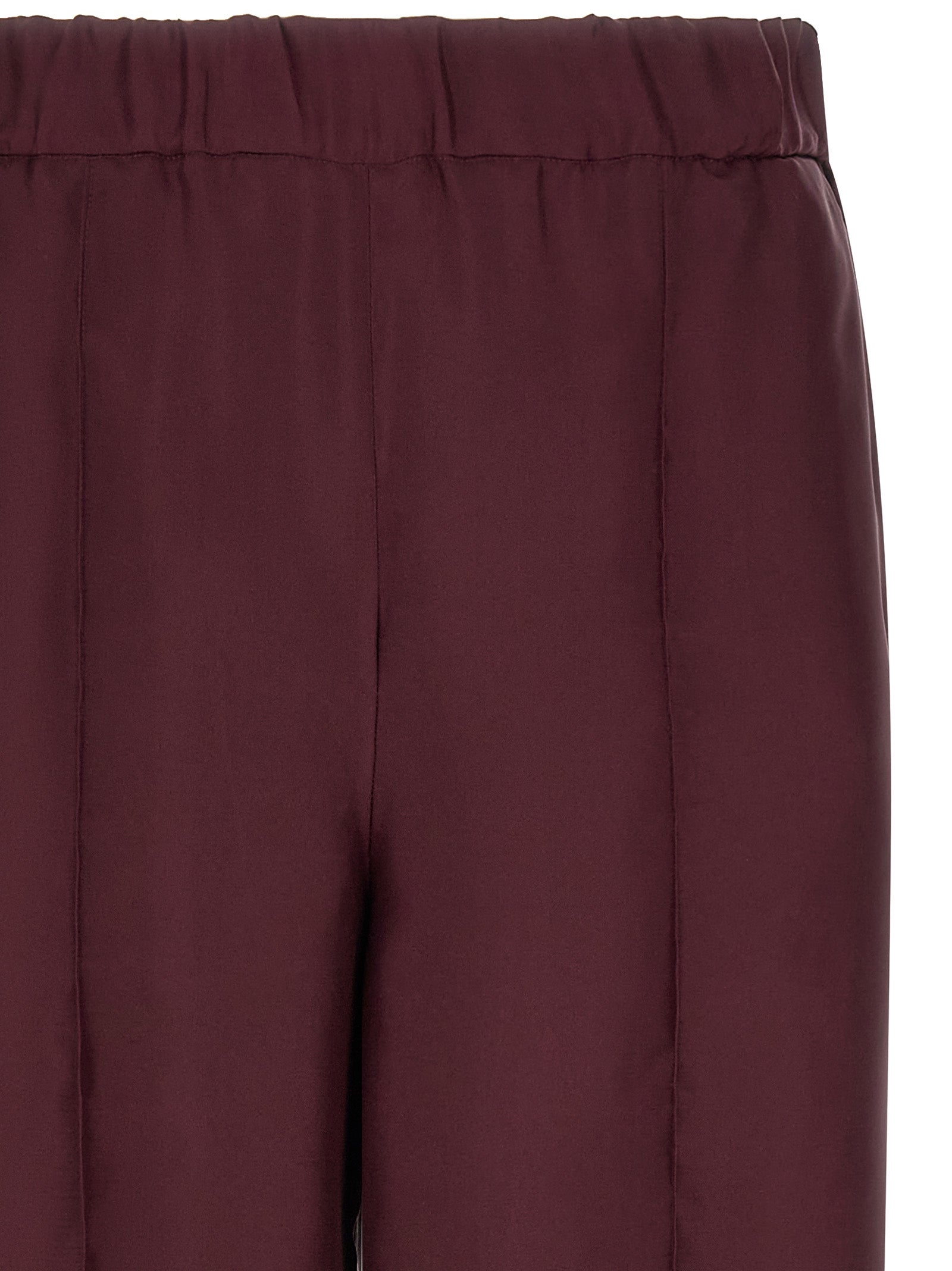 Casual Pants by F.R.S. - FOR RESTLESS SLEEPERS for women in silk bordeaux & red presents a refined pantology silhouette, artfully defined by a refined pantology relaxed-fit & wide, long, and a sophisticated .