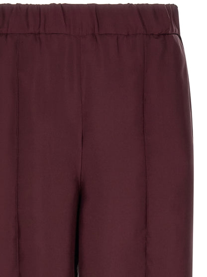 Casual Pants by F.R.S. - FOR RESTLESS SLEEPERS for women in silk bordeaux & red presents a refined pantology silhouette, artfully defined by a refined pantology relaxed-fit & wide, long, and a sophisticated .