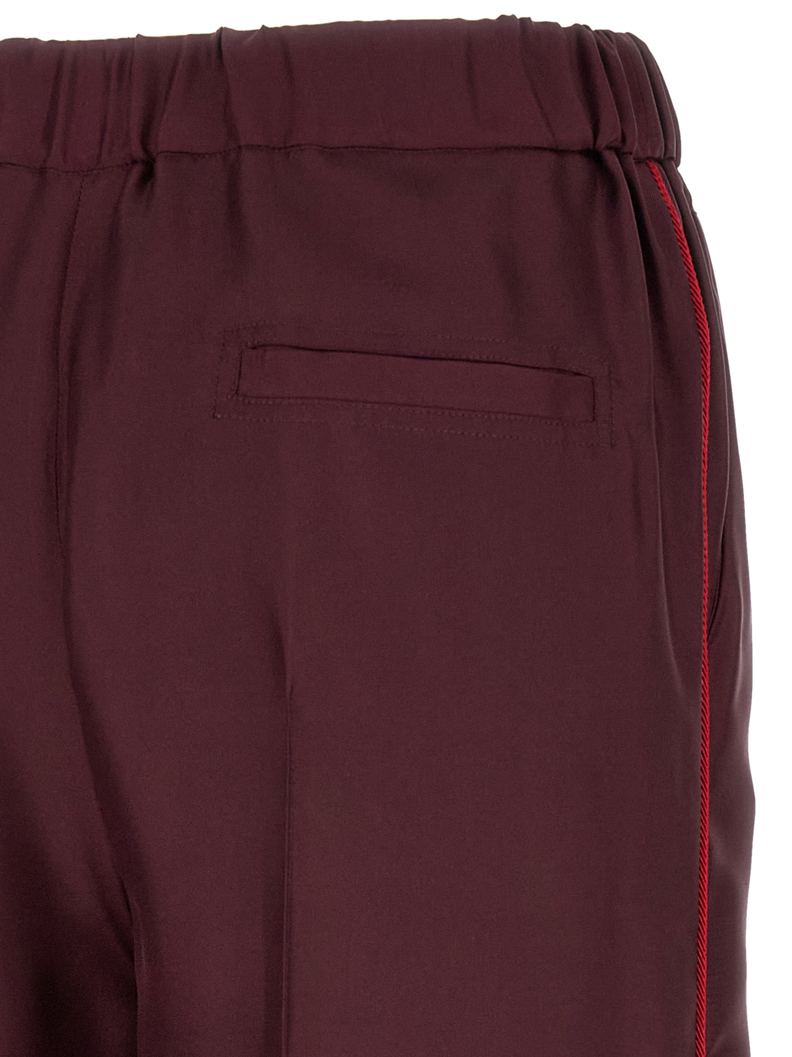 Casual Pants by F.R.S. - FOR RESTLESS SLEEPERS for women in silk bordeaux & red features a refined silhouette with a refined relaxed-fit & wide, defined by a and a refined long for a refined finish.