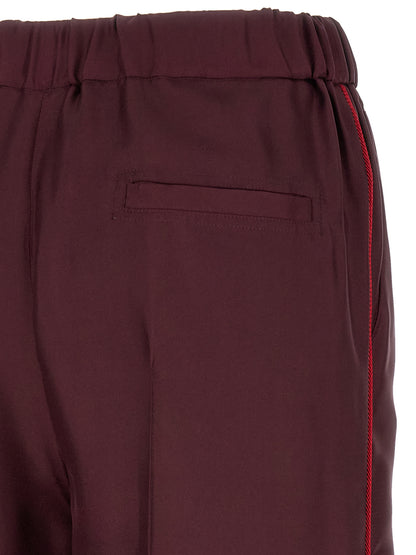 Casual Pants by F.R.S. - FOR RESTLESS SLEEPERS for women in silk bordeaux & red features a refined silhouette with a refined relaxed-fit & wide, defined by a and a refined long for a refined finish.