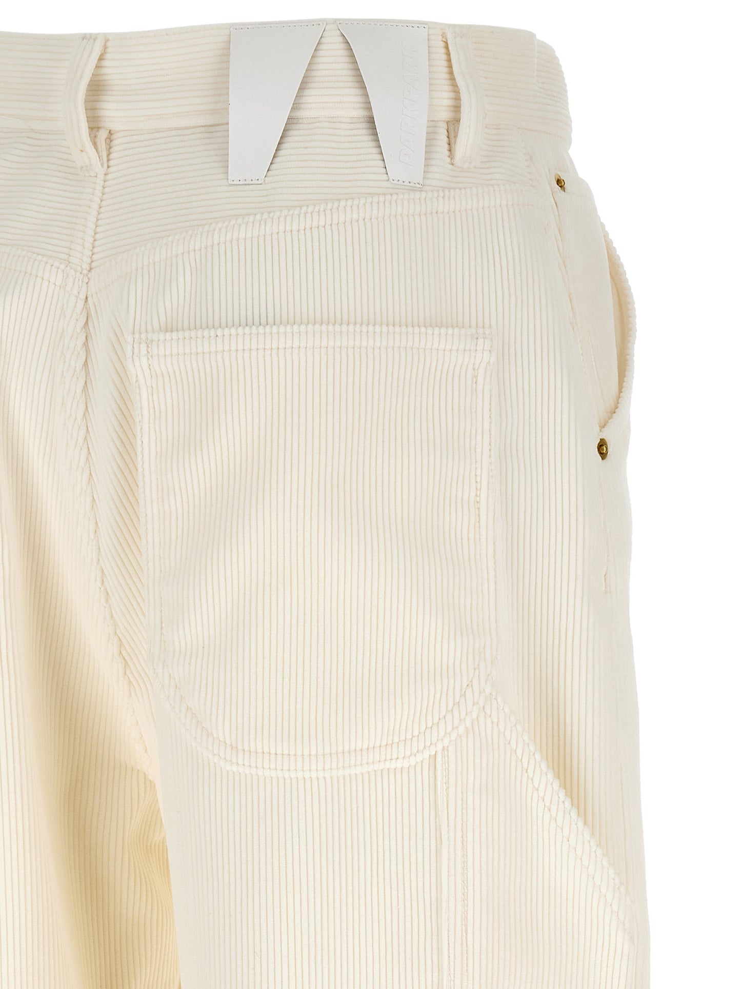 Trousers by Darkpark for women in cotton corduroy leather & feather cream, gold & white features an sartorial silhouette, showcasing a precise straight-leg and long with a sartorial for a refined look.