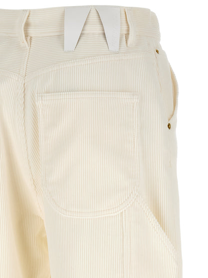 Trousers by Darkpark for women in cotton corduroy leather & feather cream, gold & white features an sartorial silhouette, showcasing a precise straight-leg and long with a sartorial for a refined look.