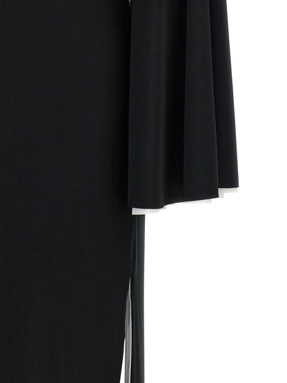 Dress by Darkpark for women in stretch polyester black features an eye catching silhouette with a sophisticated , elegant , and a refined long for a eye catching aesthetic.