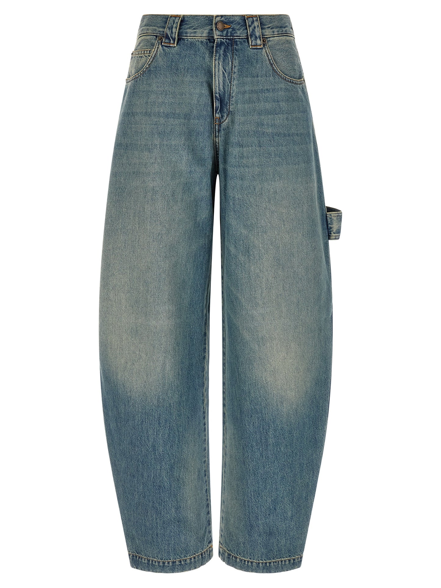Jeans by Darkpark for women in denim cotton blue, brown & signature presents a tailored silhouette, showcasing a tailored relaxed-fit and long cut with a refined for a truly tailored aesthetic.