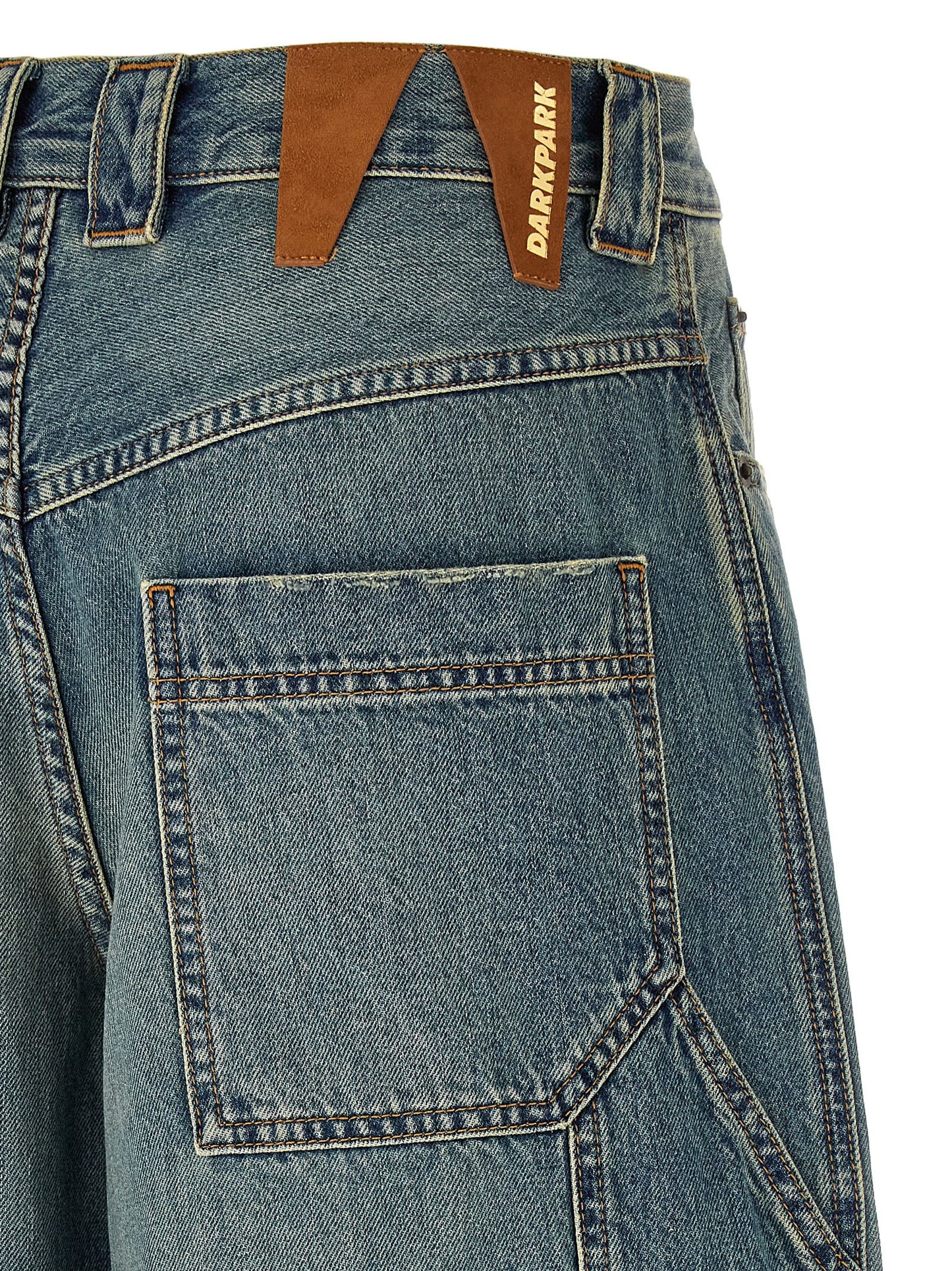 Jeans by Darkpark for women in denim cotton blue, brown & signature features an sartorial relaxed-fit and long with a cut for a sartorial finish.