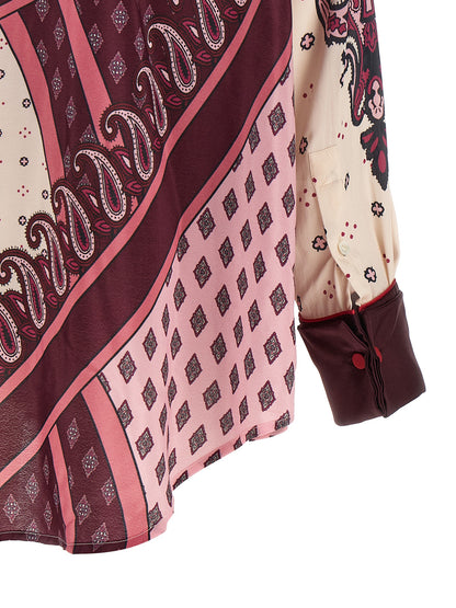 Blouse by F.R.S. - FOR RESTLESS SLEEPERS for women in viscose & silk burgundy, cream, multicolor, pink, red, patterned, paisley, print & patchwork showcases a sharp silhouette, elegantly detailed with a sharp and sharp .