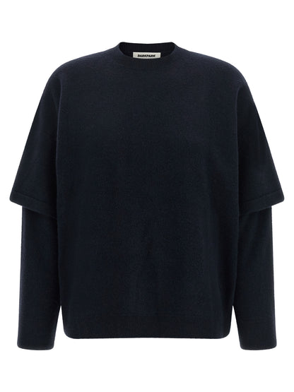 Cardigan by Darkpark for women in cashmere & merino wool navy presents a textural silhouette, artfully finished with a textural crew neckline and for a sophisticated, textural look.