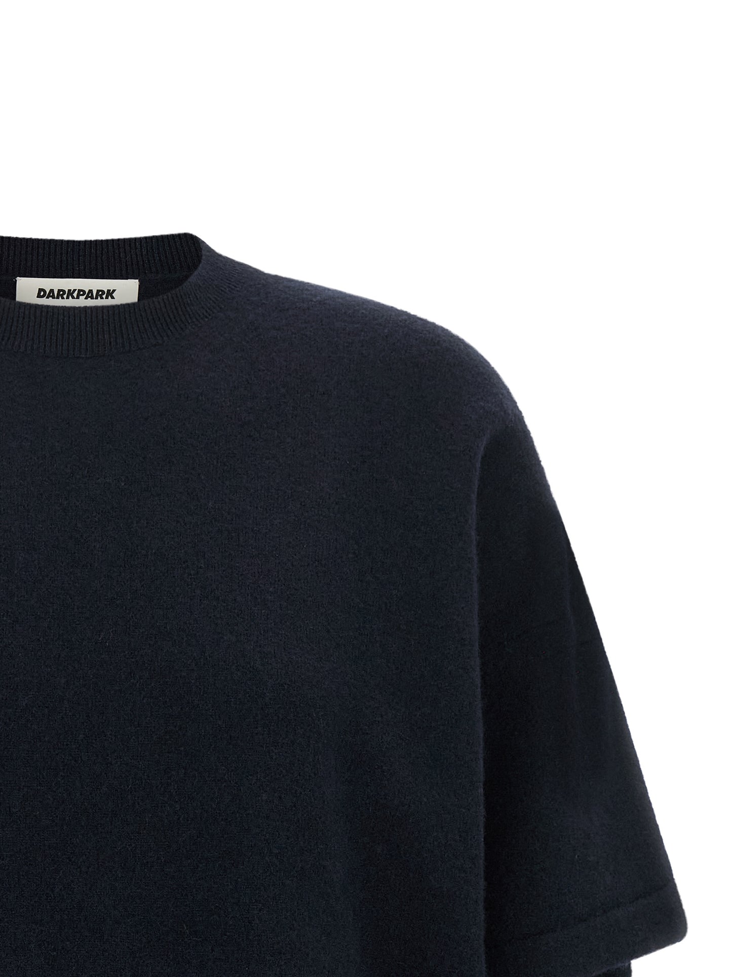 Cardigan by Darkpark for women in cashmere & merino wool navy showcases a captivating silhouette, artfully detailed with a captivating and crew neckline for a truly sophisticated captivating look.