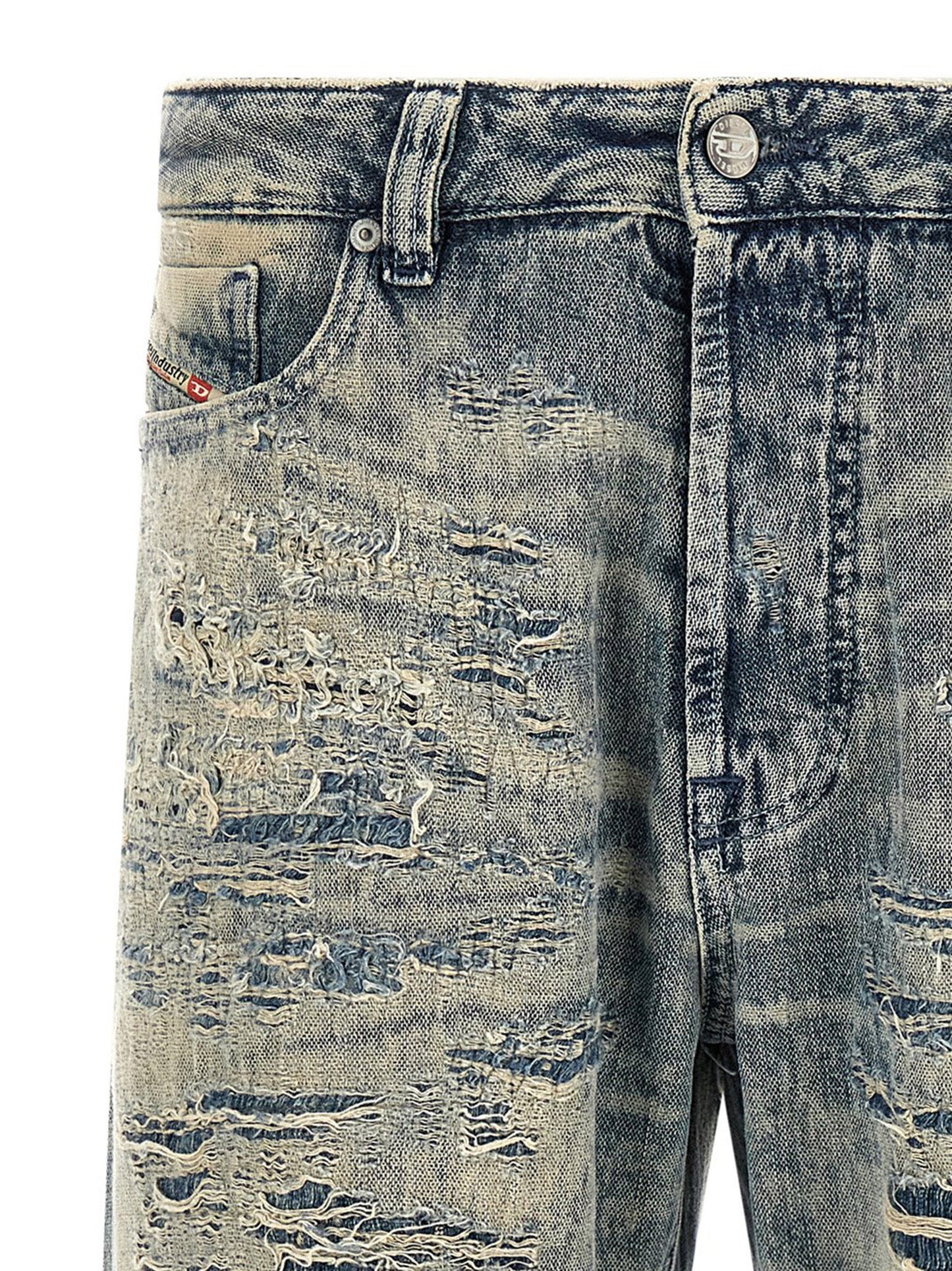 Jeans by Diesel for men in denim cotton light-blue features a refined silhouette with a refined straight-leg & relaxed-fit, defined by a and a refined long for a refined finish.