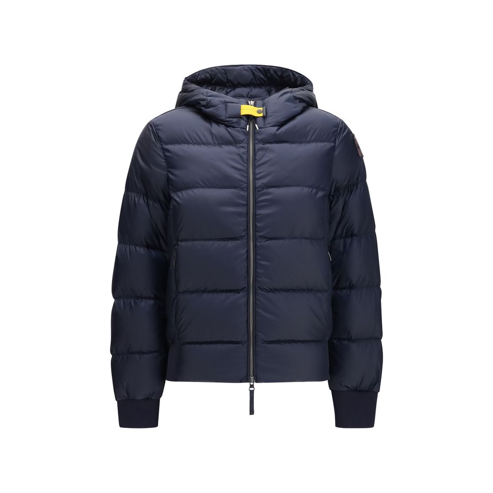 Hooded Puffer Jacket by Parajumpers for women in polyamide polyester & goose-down blue & signature features a city-ready silhouette, detailed with pockets, hooded & insulated and a city-ready hooded neckline.