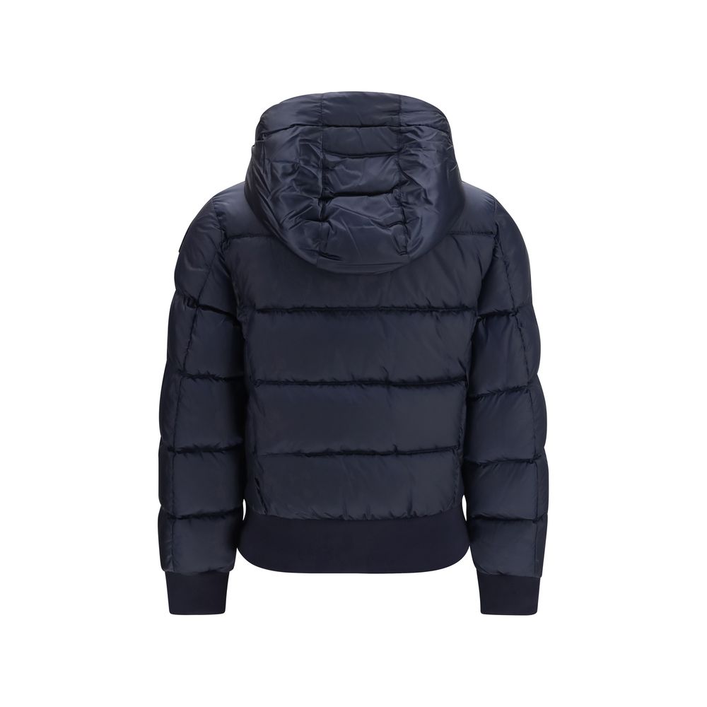 Hooded Puffer Jacket by Parajumpers for women in polyamide polyester & goose-down blue & signature features an contemporary silhouette, showcasing a sophisticated hooded neckline and contemporary pockets, hooded & insulated for a truly refined look.