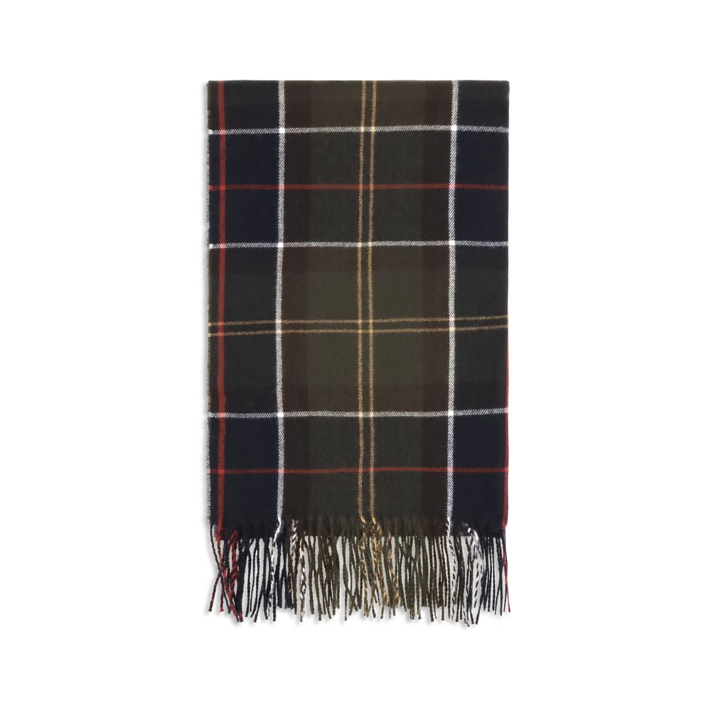 Barbour Merino Wool & Cashmere Wrap Fringes Scarf - Bicolour Patterned Tartan