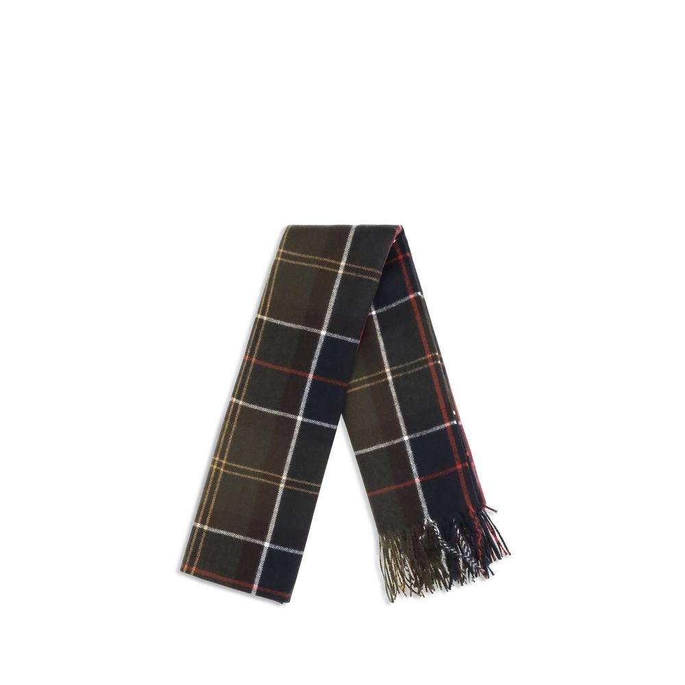 Barbour Merino Wool & Cashmere Wrap Fringes Scarf - Bicolour Patterned Tartan