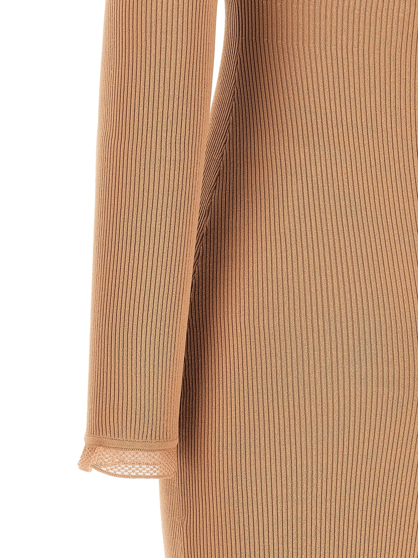 Dress by Elisabetta Franchi for women in polyamide & viscose beige, gold & patterned presents a sinuous silhouette, showcasing a sophisticated and detailed with a sinuous midi for a refined finish.