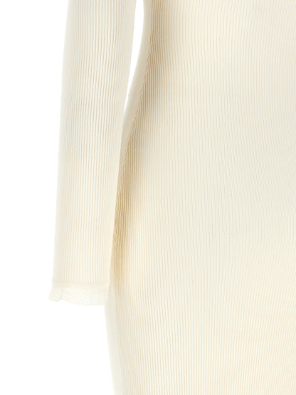 Dress by Elisabetta Franchi for women in polyamide & viscose gold & white features an sultry silhouette defined by a and , falling to an sultry midi for a sultry look.