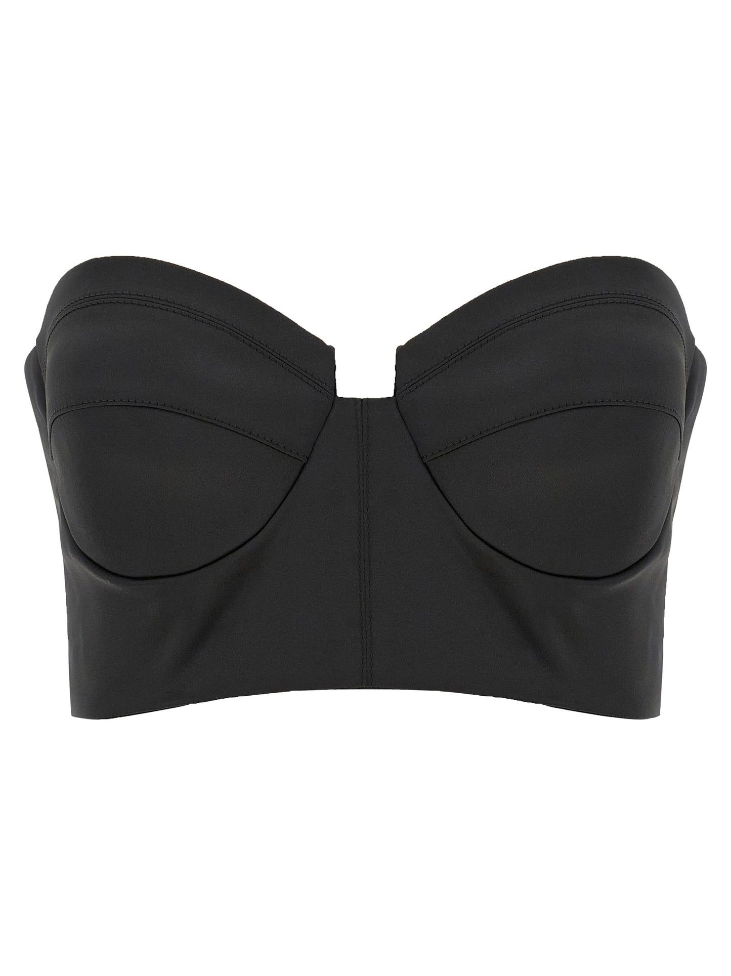 Corset Top by Elisabetta Franchi for women in polyester satin black presents a uncompromising silhouette, artfully detailed with a uncompromising sweetheart neckline and sleeveless for a sophisticated, uncompromising finish.