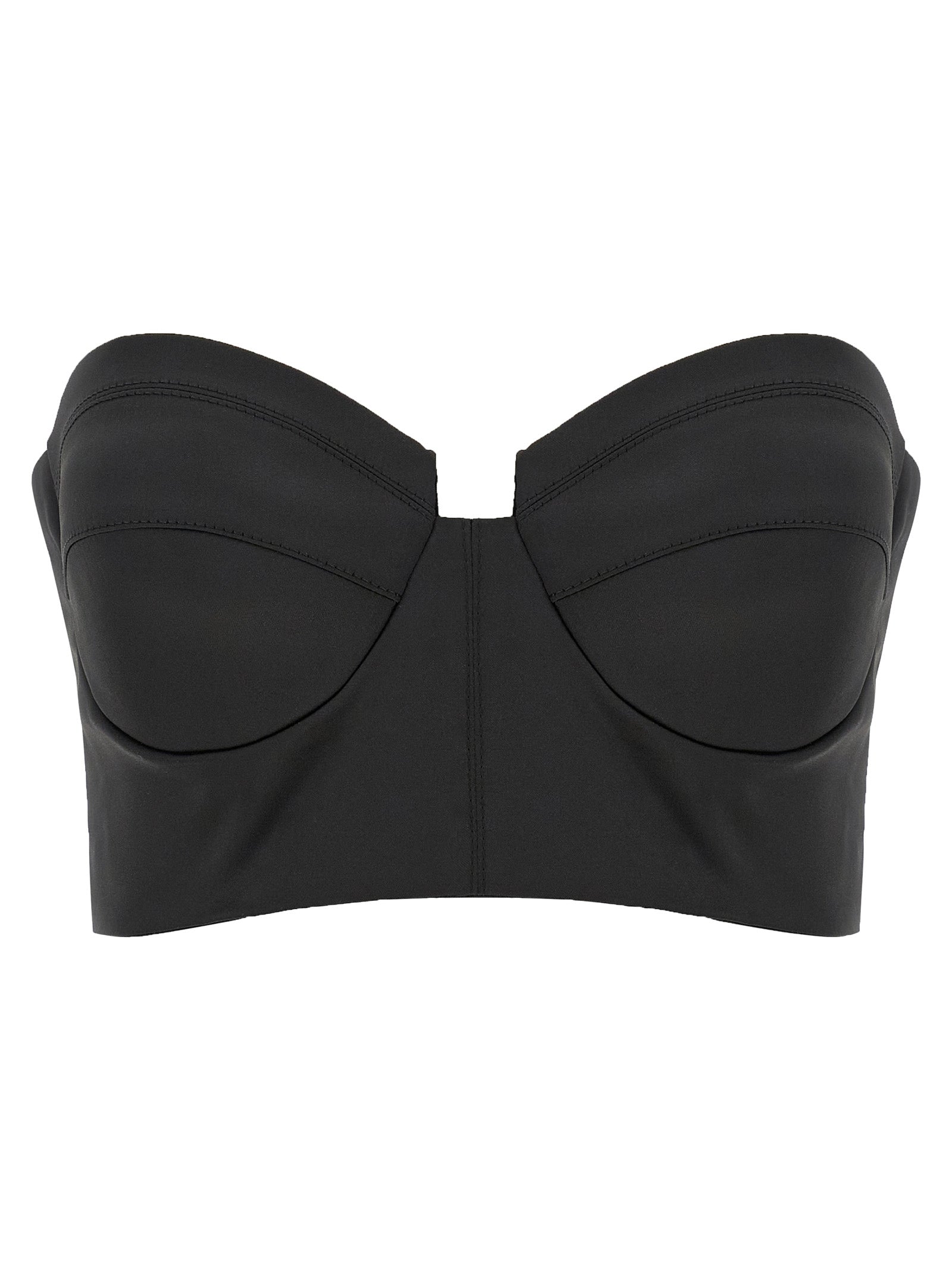 Corset Top by Elisabetta Franchi for women in polyester satin black presents a uncompromising silhouette, artfully detailed with a uncompromising sweetheart neckline and sleeveless for a sophisticated, uncompromising finish.