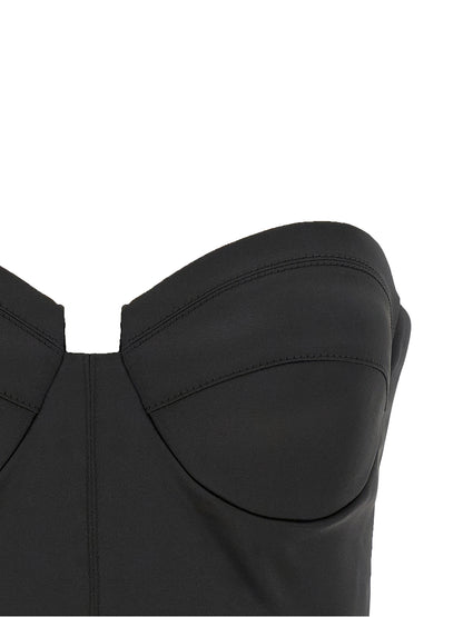 Corset Top by Elisabetta Franchi for women in polyester satin black features an bespeak silhouette, showcasing an bespeak and bespeak for a truly sophisticated look.