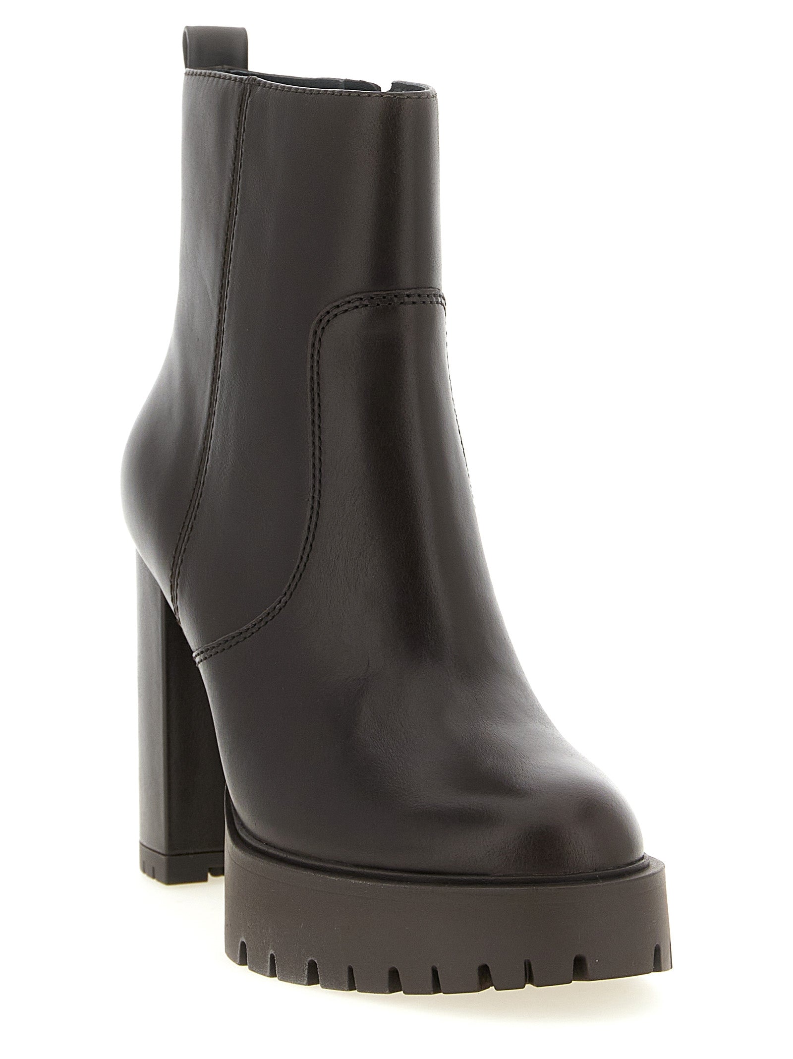 Platform Ankle Boots by PINKO for women in bos taurus cowhide leather brown features an dynamic silhouette, showcasing the dynamic Love Birds Women's Bos Taurus Cowhide Leather Platform Ankle Boots design with its distinctive platform and elegant .