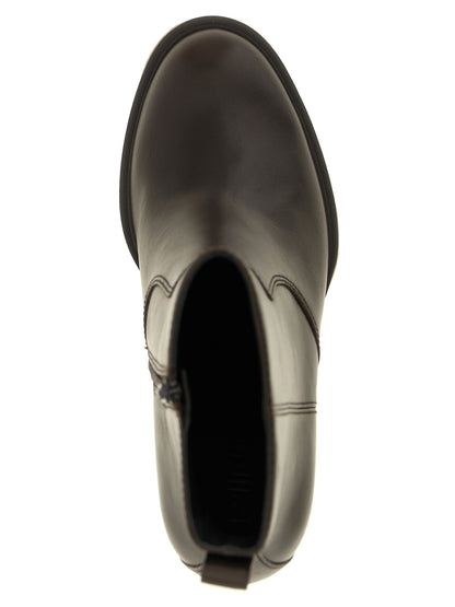Platform Ankle Boots by PINKO for women in bos taurus cowhide leather brown showcases a impeccable silhouette as Love Birds Women's Bos Taurus Cowhide Leather Platform Ankle Boots, artfully defined by a impeccable platform and a impeccable .