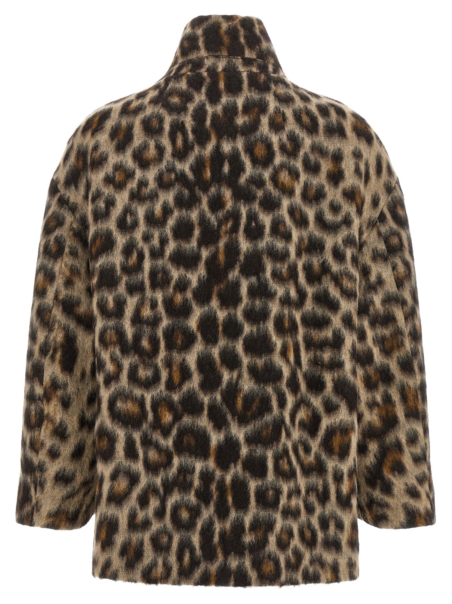 Overcoat by Alberto Biani for women in polyamide wool animal, beige, jacquard & print features an satoral silhouette, showcasing a sophisticated and satoral pockets for a premium, timeless look.