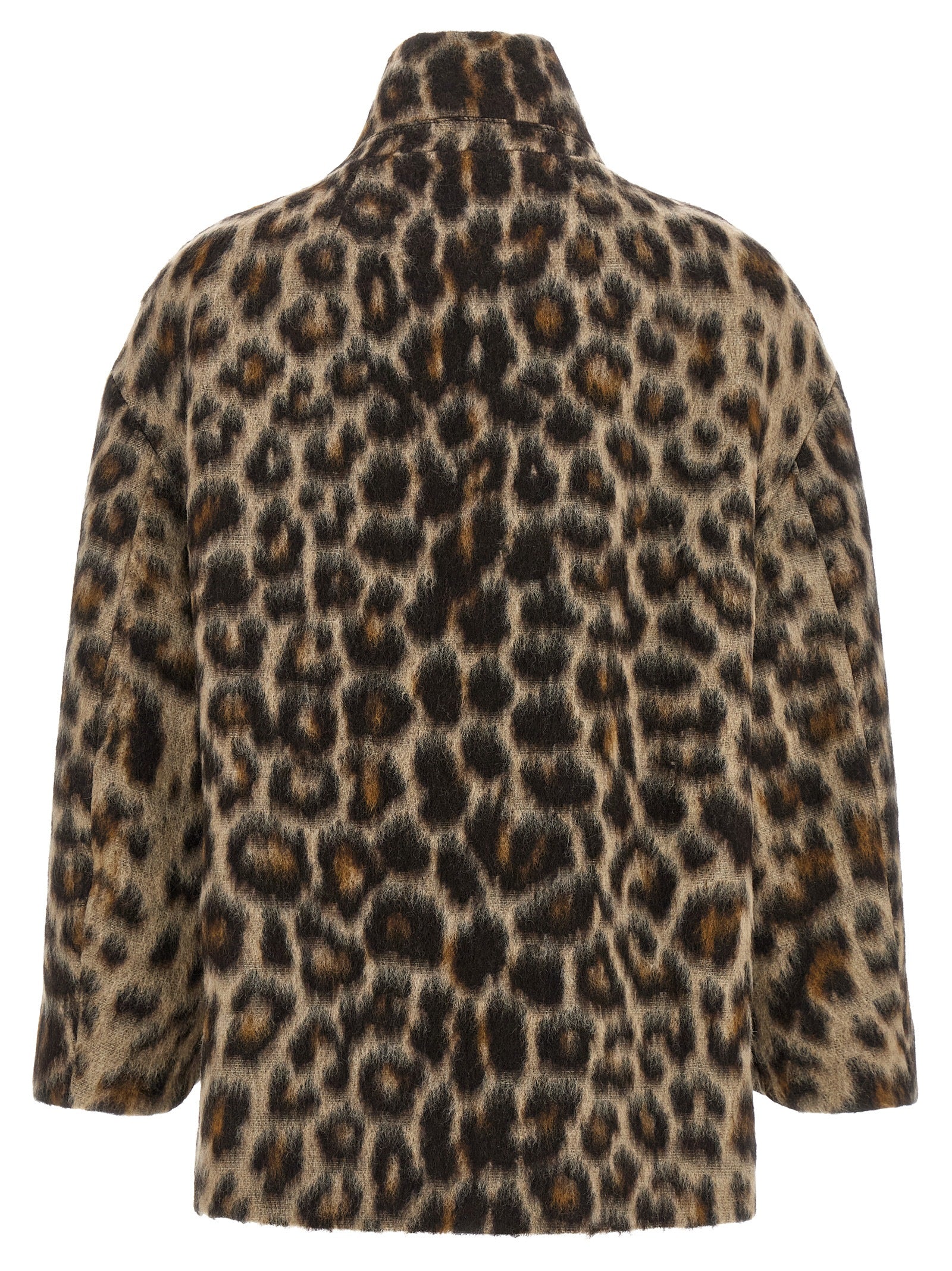 Overcoat by Alberto Biani for women in polyamide wool animal, beige, jacquard & print features an satoral silhouette, showcasing a sophisticated and satoral pockets for a premium, timeless look.