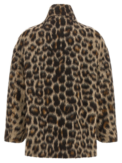 Overcoat by Alberto Biani for women in polyamide wool animal, beige, jacquard & print features an satoral silhouette, showcasing a sophisticated and satoral pockets for a premium, timeless look.