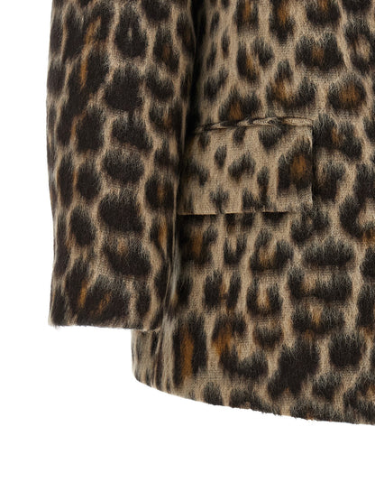 Overcoat by Alberto Biani for women in polyamide wool animal, beige, jacquard & print presents a luxurious silhouette, showcasing a luxurious and sophisticated pockets for a premium, luxurious look.