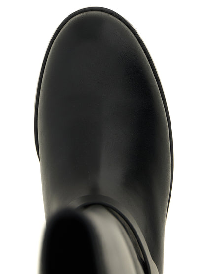 Ankle Cowboy Over-The-Knee Strap Boots by PINKO for women in bos taurus cowhide leather black & silver features an dynamic silhouette, showcasing the dynamic Women's Bos Taurus Cowhide Leather Ankle Cowboy Over-The-Knee Strap Boots design with its distinctive and elegant .