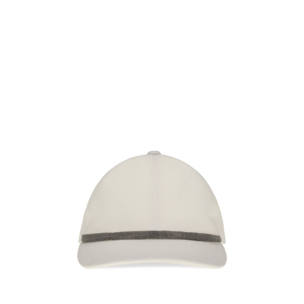 Baseball Cap by Brunello Cucinelli for women in cotton white presents a statuesque silhouette, artfully capturing the essence of the statuesque Cotton Baseball Cap design for a sophisticated look.