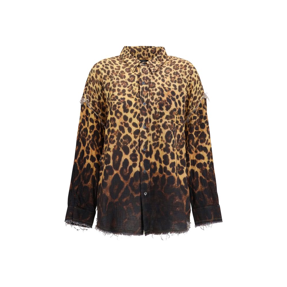 Shirt by R13 for women in denim cotton brown & patterned presents a discerning silhouette, showcasing a sophisticated asymmetric neckline and for a truly discerning finish.