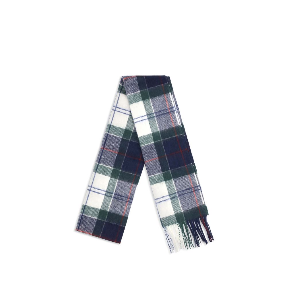 Scarf by Barbour for women in merino wool & capra leather multicolor, patterned & tartan features a timeless silhouette, artfully capturing the essence of the timeless Merino Wool & Capra Leather Shawl Fringes Scarf design for a sophisticated look.
