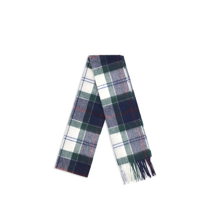 Scarf by Barbour for women in merino wool & capra leather multicolor, patterned & tartan features a timeless silhouette, artfully capturing the essence of the timeless Merino Wool & Capra Leather Shawl Fringes Scarf design for a sophisticated look.