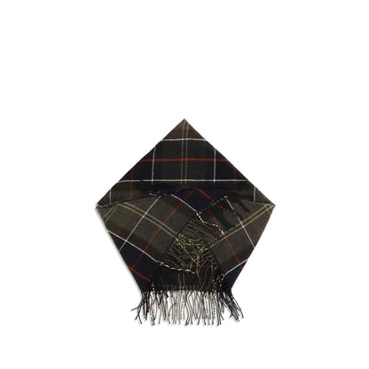 Scarf by Barbour for women in merino wool & capra leather bicolour, multicolor, patterned & tartan features a timeless silhouette, artfully capturing the essence of the timeless Merino Wool & Capra Leather Shawl Fringes Scarf design for a sophisticated look.