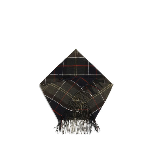 Scarf by Barbour for women in merino wool & capra leather bicolour, multicolor, patterned & tartan features a timeless silhouette, artfully capturing the essence of the timeless Merino Wool & Capra Leather Shawl Fringes Scarf design for a sophisticated look.