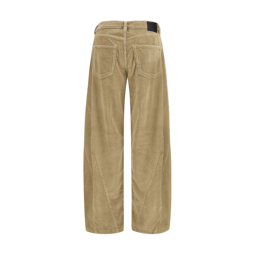 Jeans by R13 for women in denim cotton corduroy brown features a polished silhouette with a polished relaxed-fit & regular-fit, reaching a polished long and finished with a polished .