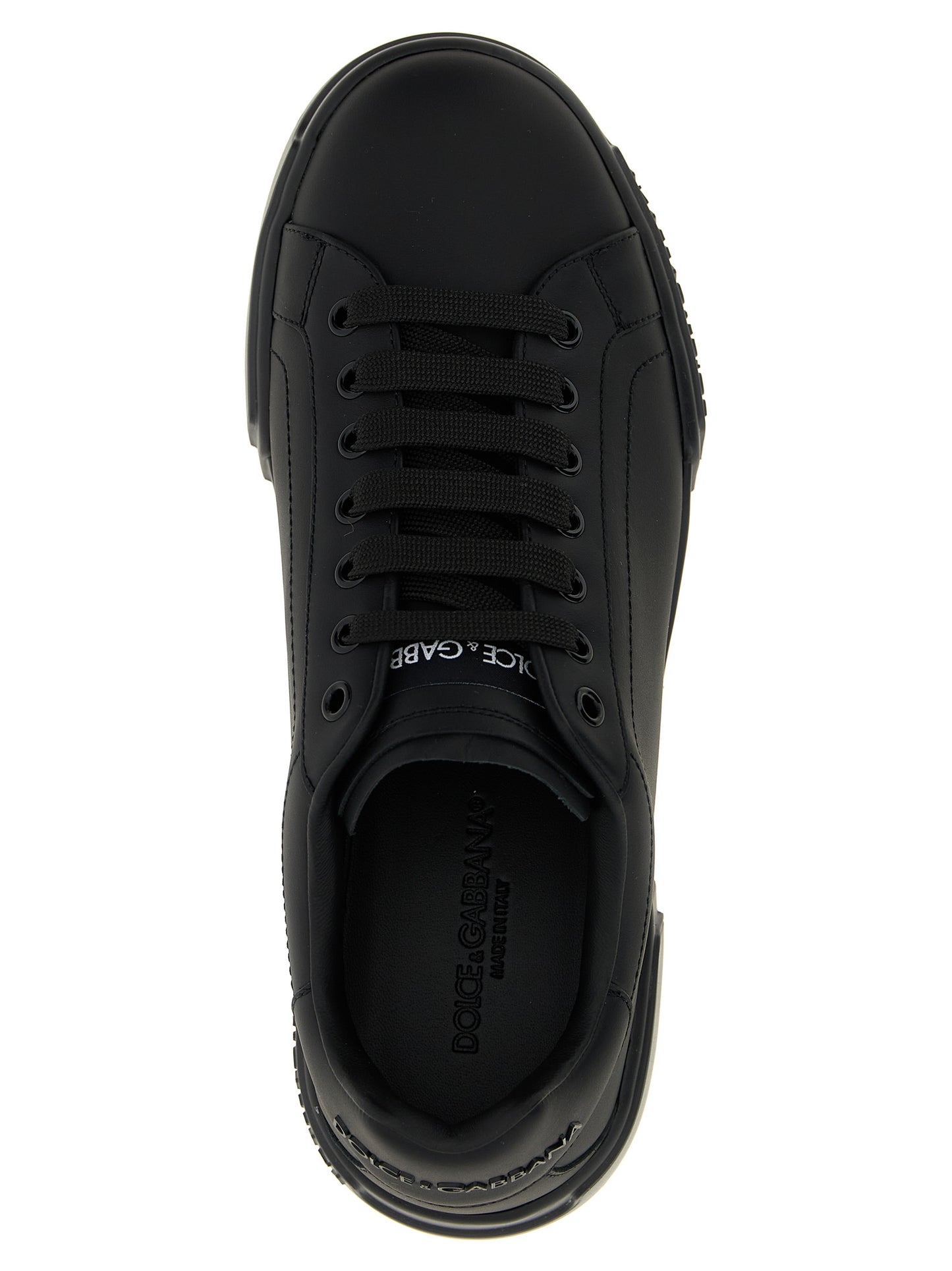 Sneakers by Dolce & Gabbana for men in calfskin leather black features an versatile design from the Men's Low Top Calfskin Leather Sneakers collection, highlighting a versatile low-top style for a premium, high-fashion look.