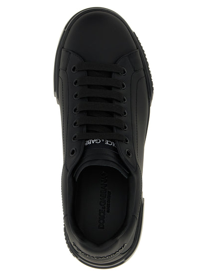 Sneakers by Dolce & Gabbana for men in calfskin leather black features an versatile design from the Men's Low Top Calfskin Leather Sneakers collection, highlighting a versatile low-top style for a premium, high-fashion look.