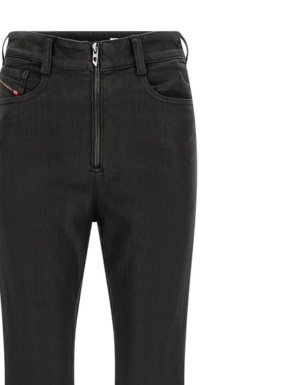 Jeans by Diesel for women in stretch denim cotton polyester black features a refined silhouette with a refined slim, defined by a high rise and a refined long for a refined finish.