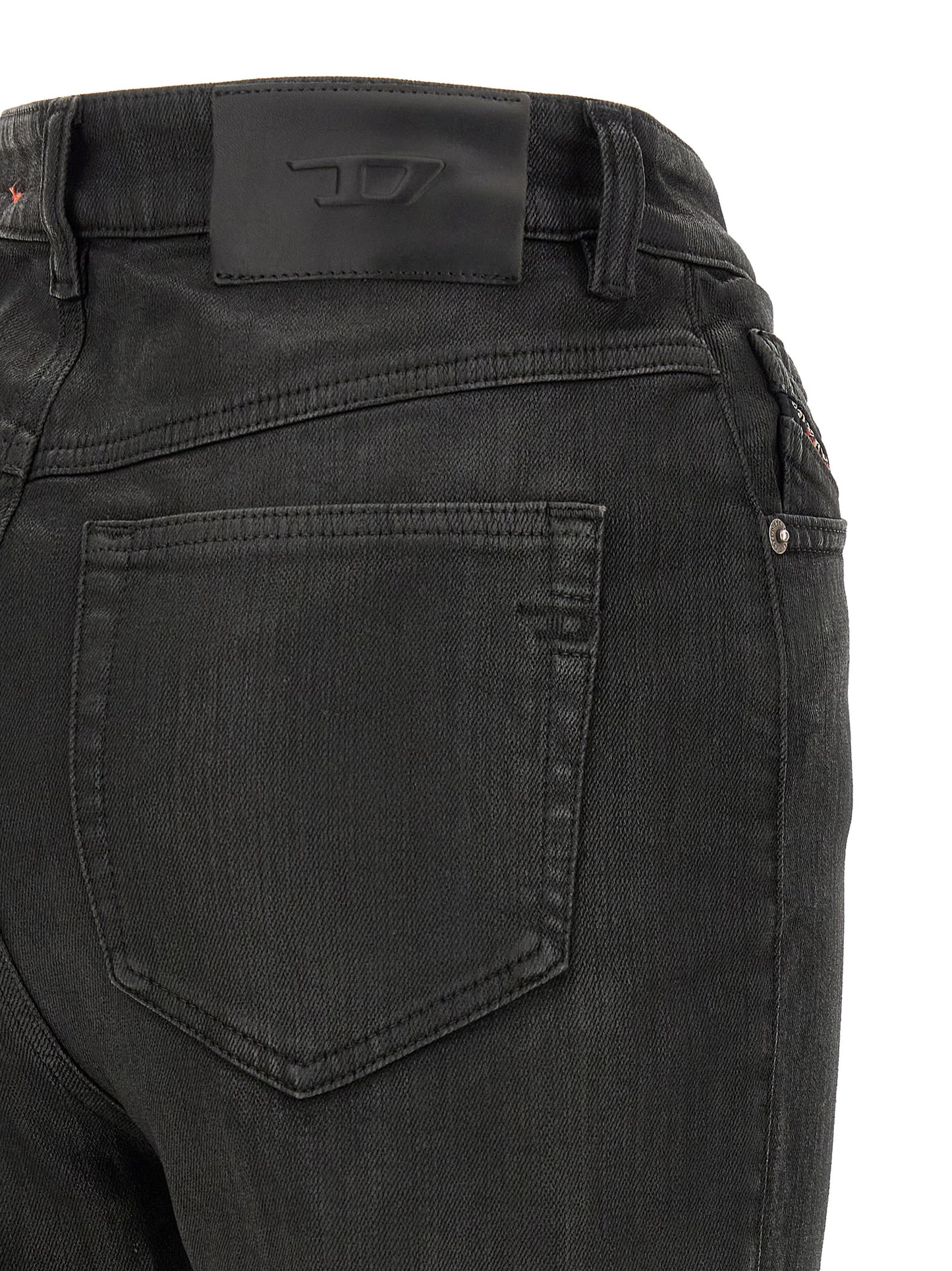 Jeans by Diesel for women in stretch denim cotton polyester black features a polished silhouette with a polished slim, reaching a polished long and finished with a polished high rise.