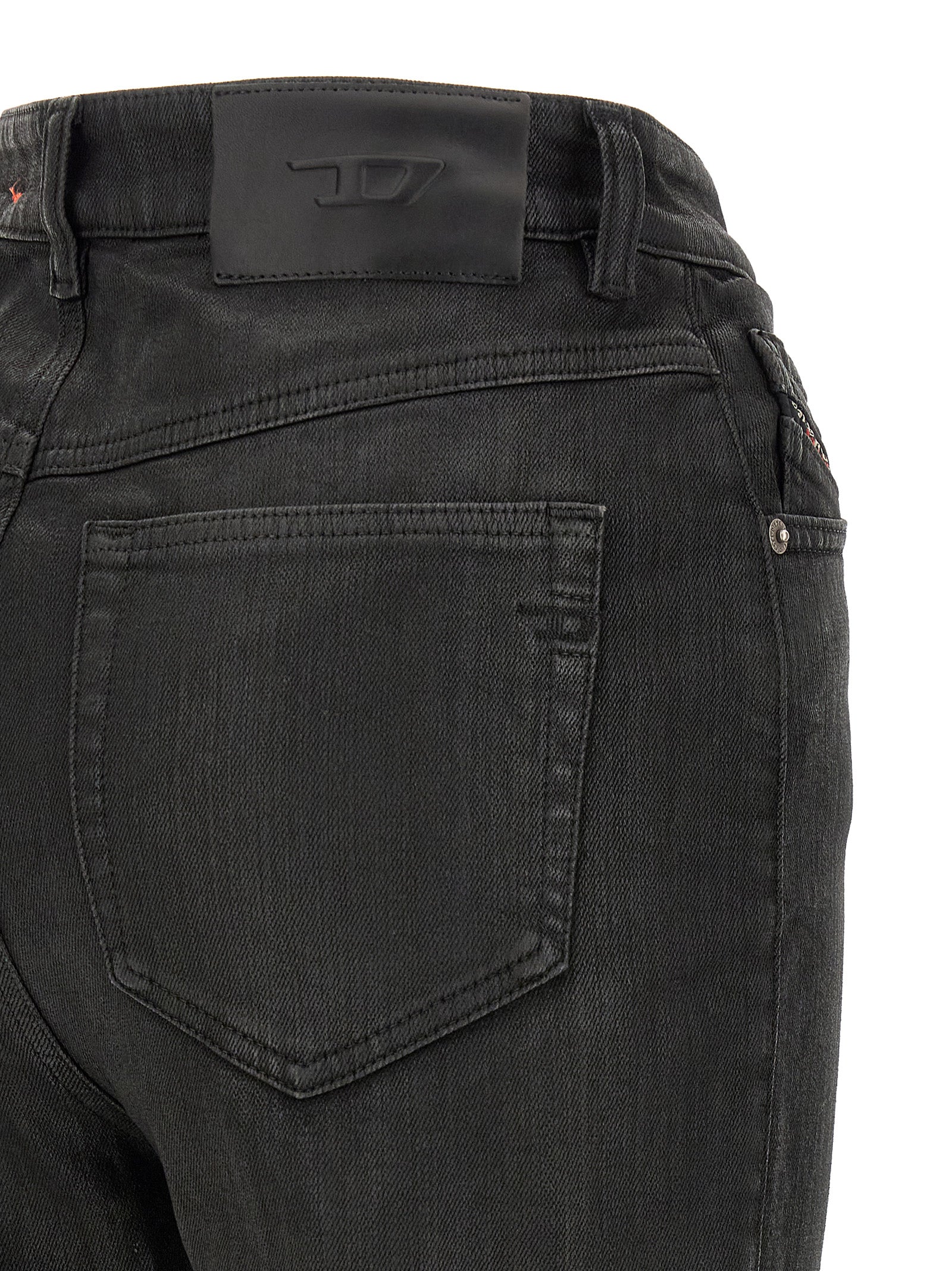 Jeans by Diesel for women in stretch denim cotton polyester black features a polished silhouette with a polished slim, reaching a polished long and finished with a polished high rise.