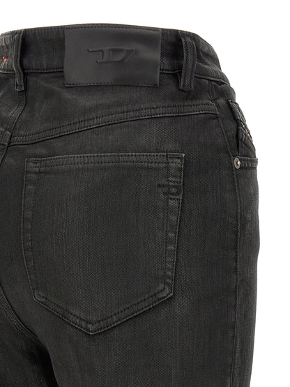 Jeans by Diesel for women in stretch denim cotton polyester black features a polished silhouette with a polished slim, reaching a polished long and finished with a polished high rise.
