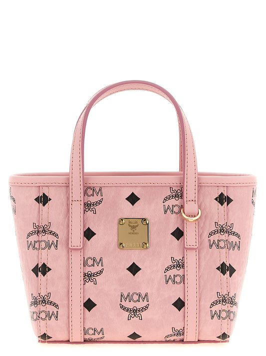 Mni Tote Bag by MCM for women in polyester polyethylene polyurethane leather gold, multicolor, natural, pink, patterned & monogram features a urban sophisticate Visetos Polyester Polyethylene Polyurethane Leather Mni Tote Bag design with a secure zipper, ample built-in-compartments & cardholder, and versatile shoulder-strap, handle, adjustable-strap & detachable-strap for a urban sophisticate finish.