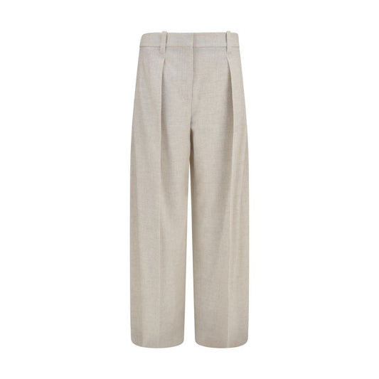 Palazzo Pants by Brunello Cucinelli for women in cashmere & merino wool beige features an sartorial regular-fit & wide and long with a cut for a sartorial finish.