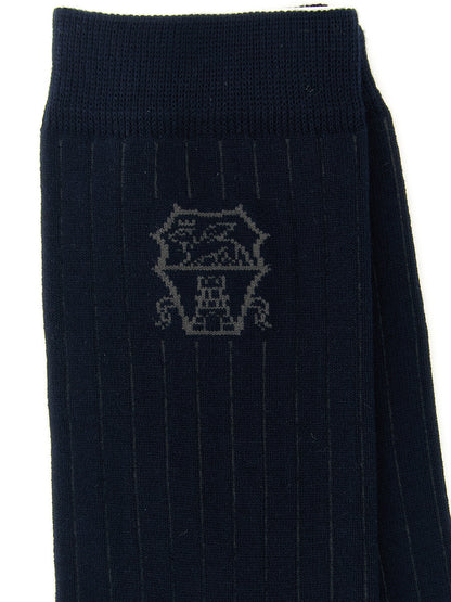 Socks by Brunello Cucinelli for men in calf leather & cotton gray & navy presents a perennial silhouette, artfully capturing the refined essence of the perennial Men's Calf Leather & Cotton Socks design with a perennial finish.